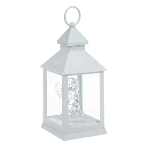 Felinar Alb cu Ingeras & LED 10x10x24cm