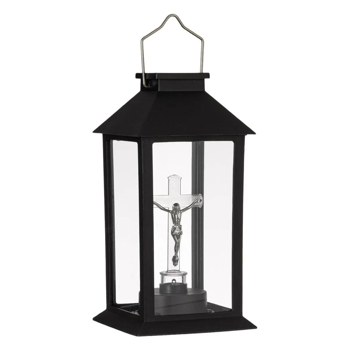 Felinar Solar Negru Cruce cu LED 14x14x28cm